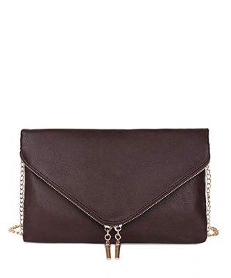 Large Clutch Design Faux Leather Classic Style WU024 COFFEE